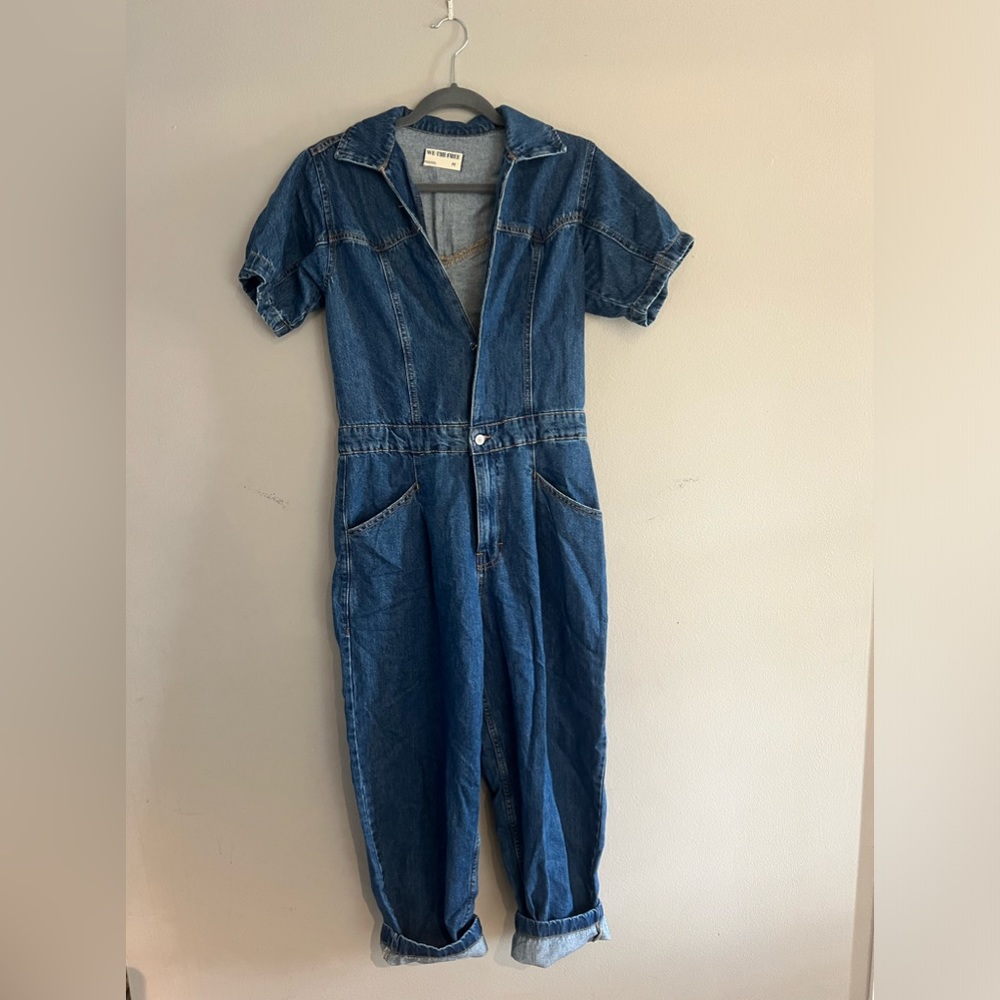Free people utility denim jumpsuit size medium